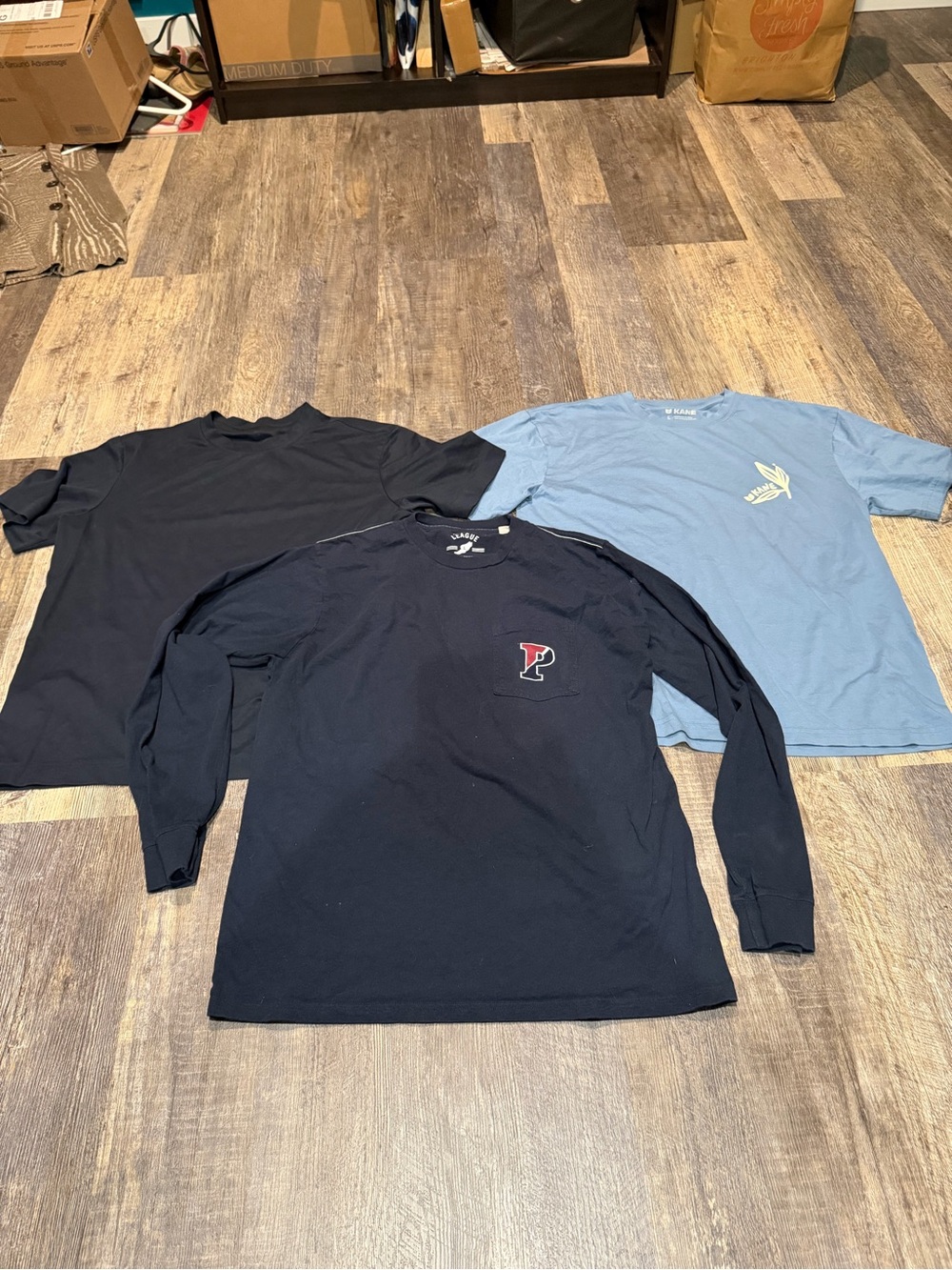 Men's Long-Sleeve Logo Tee - Navy and 2 short sleeve Kane and MNG
